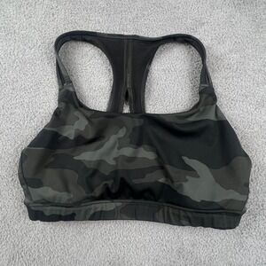 Athleta Black & Olive Camo Racerback Sports Bra